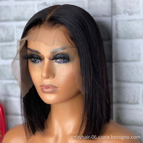 Wholesale Straight Bob Lace Frontal Wig,Malaysia Kinky Straight Bob Lacs Wig,30 40 Inch Gluess Transparent Hd Lace Wig